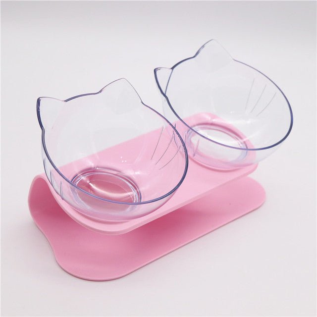 Double Bowl Cat Bowl Dog Bowl Transparent Material Non-slip - Givemethisnow